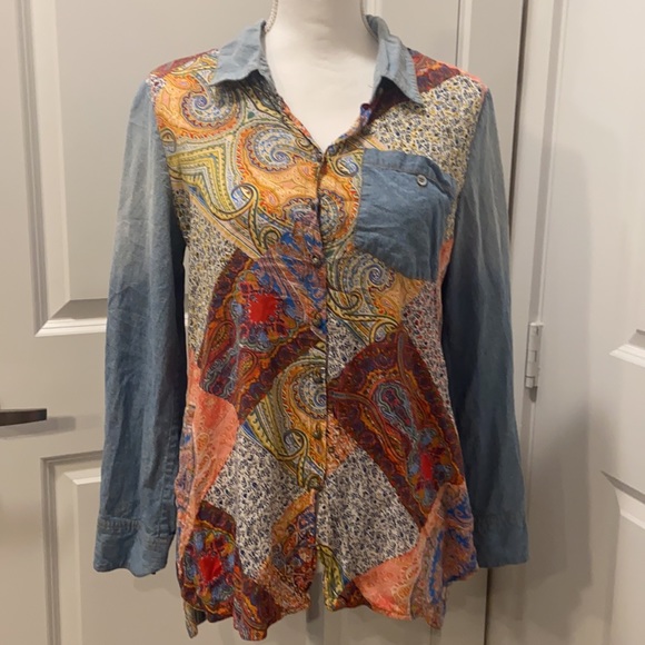 Aratta Celine Paisley Plaid Shirt Size Small - Picture 3 of 9